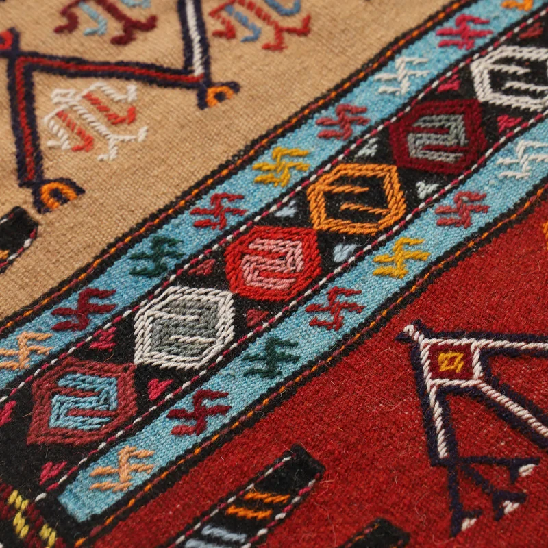 گلیم دستبافت دو متری مدل سفره کردی کد 4020456