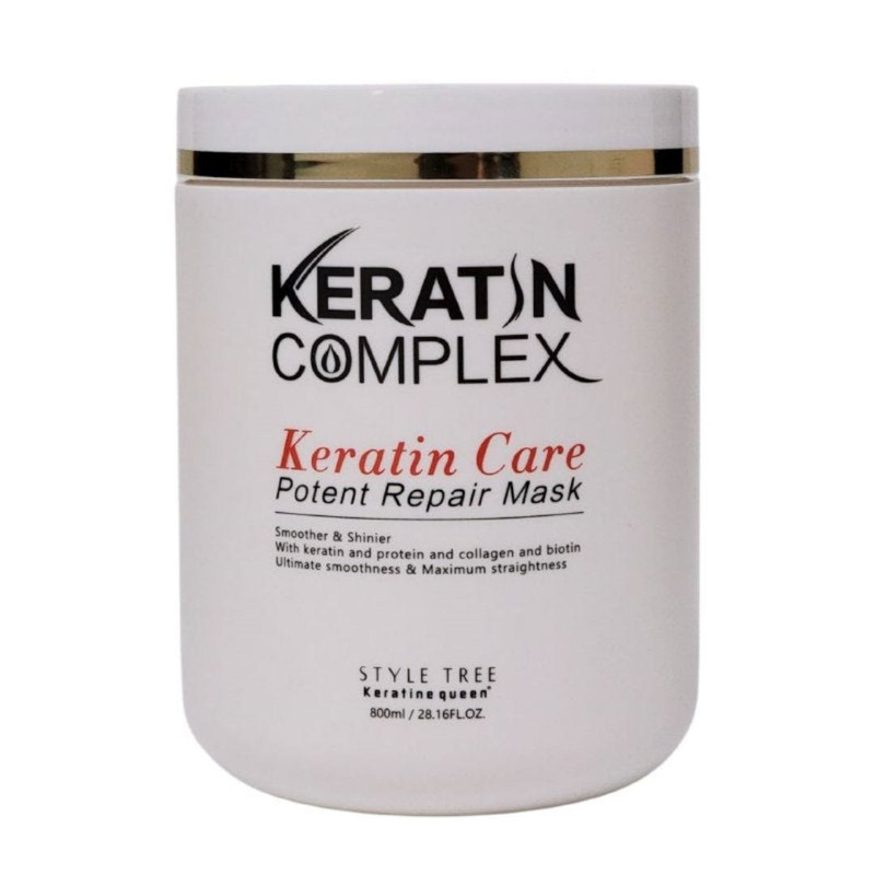 ماسک مو ترمیم کننده کراتین کمپلکس مدل keratin-care مناسب برای انواع مو حجم 800 میلی لیتر