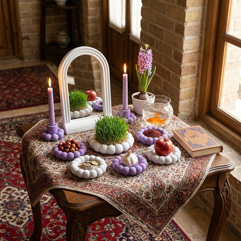مجموعه ظروف هفت سین 9 پارچه مدل مرواریدی