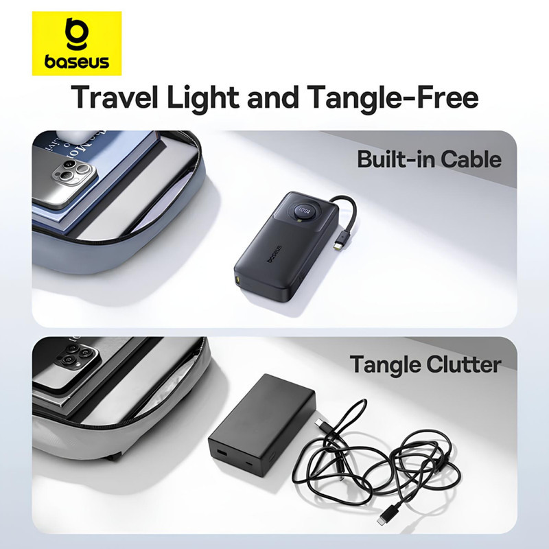 پاوربانک بیسوس مدل Free2Pull 65W ظرفیت 20000 میلی آمپر ساعت به همراه کابل USB-C