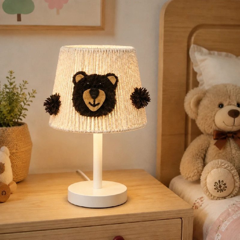 لوستر بافتنی مدل ست لوستر و آباژور کودک طرح Teddy مجموعه ۲ عددی