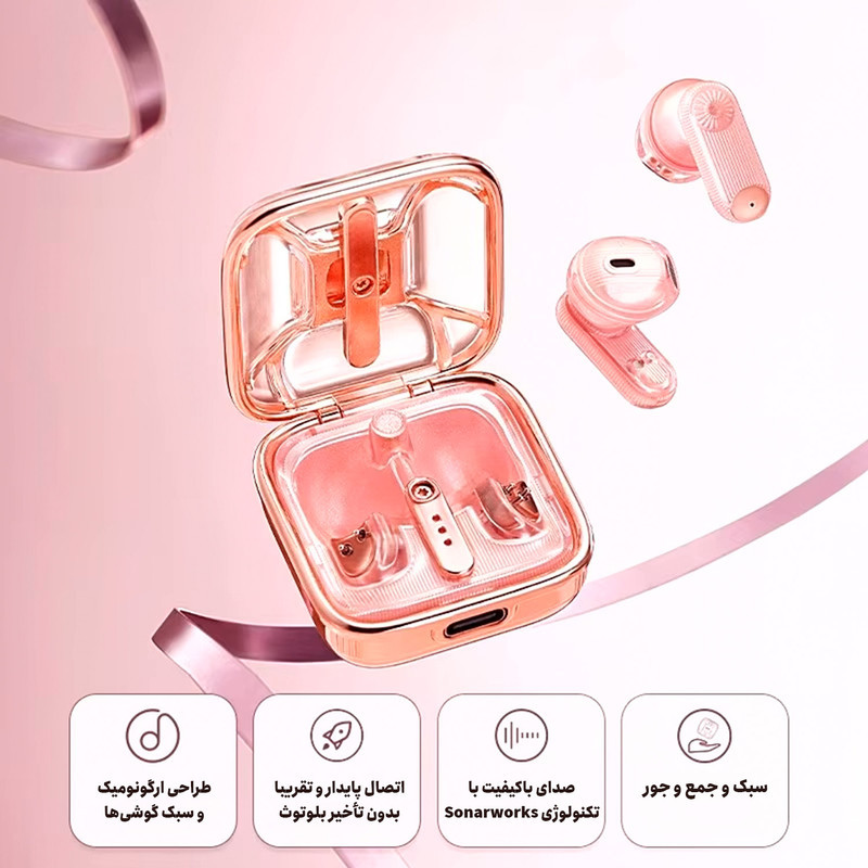هدفون بلوتوثی دیووم مدل Spark-Air بدون قابلیت نویز کنسلینگ، درگاه شارژ USB Type-C، مقاوم در برابر رطوبت و عرق