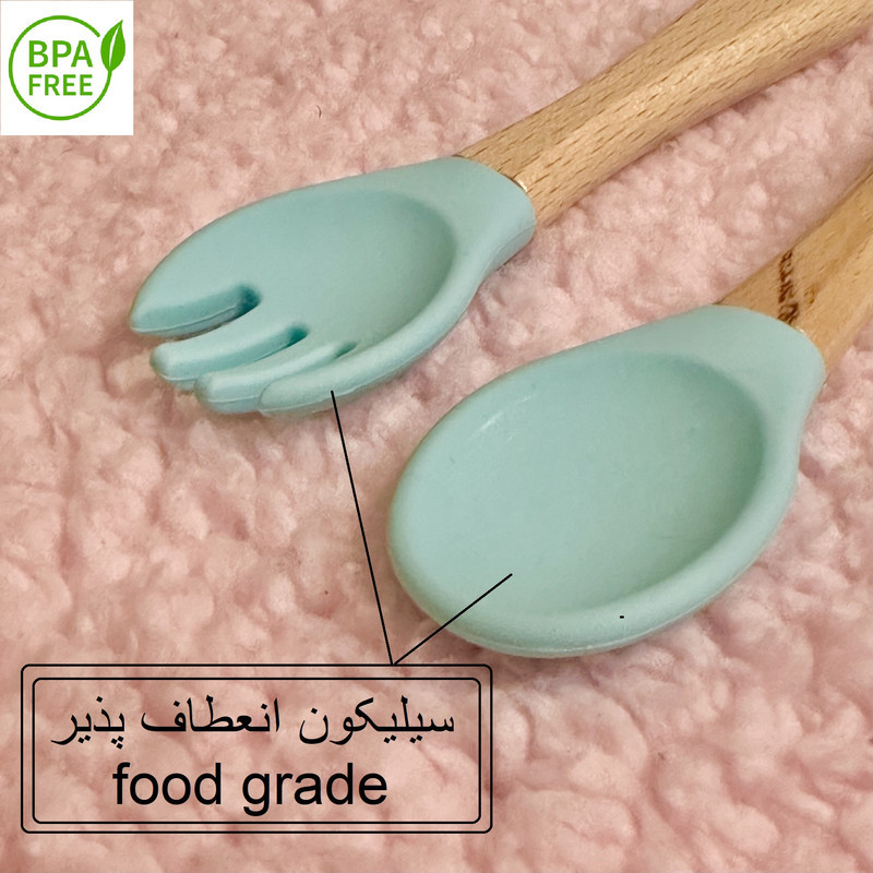ست قاشق و چنگال کودک مدل چوبی کد 1001