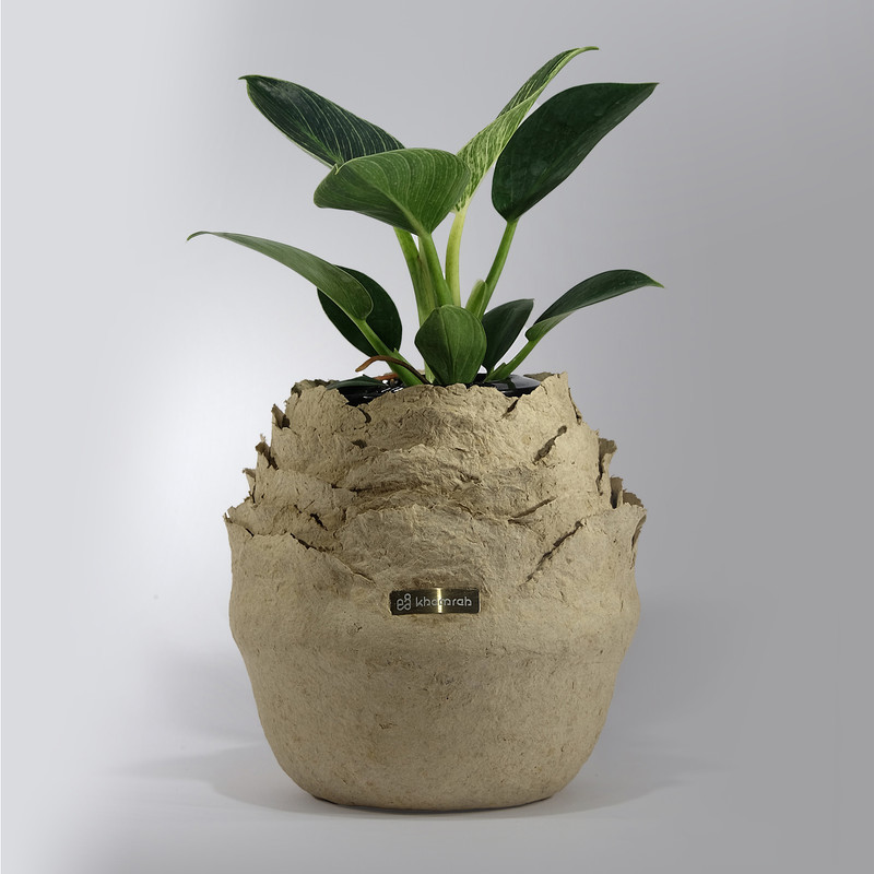 گلدان چوبی خمره مدل گل رز