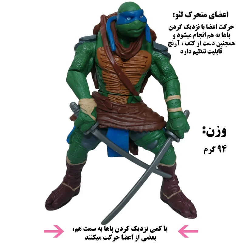 اکشن فیگور پلی میتس مدل لاکپشت های نینجا طرح لئوناردو و رافائل مجموعه دو عددی