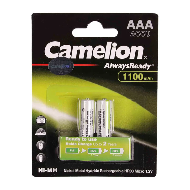 باتری نیم قلمی قابل شارژ کملیون مدل AlwaysReady 1100mAH بسته دو عددی