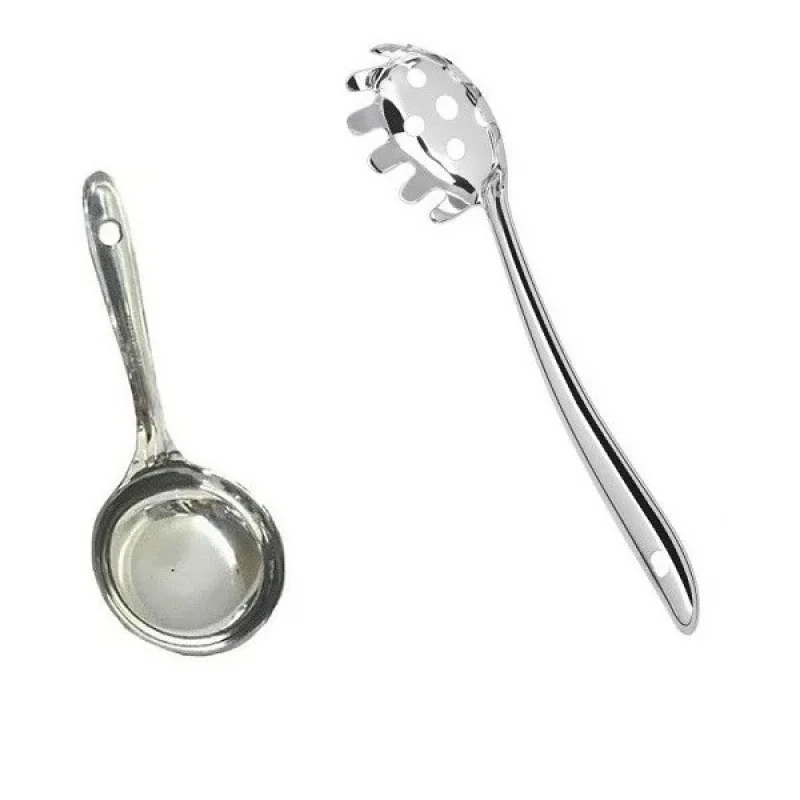 سرویس کفگیر و ملاقه استیل 2 پارچه مدل ماکاروني کد 1MK