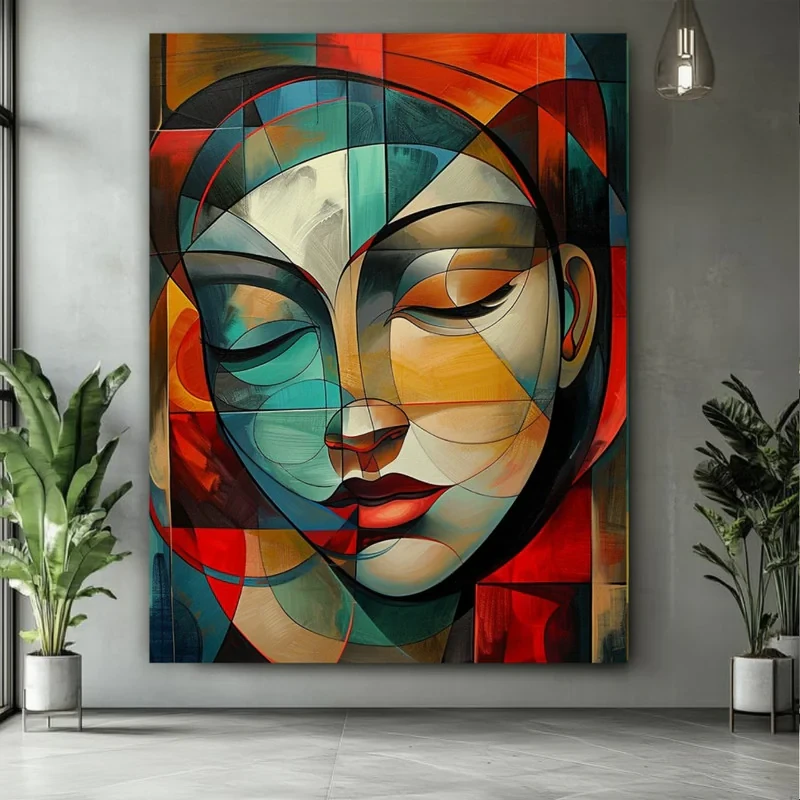 تابلو بوم طرح مخمل نقاشی چهره مدل کوبیسم کد PY381