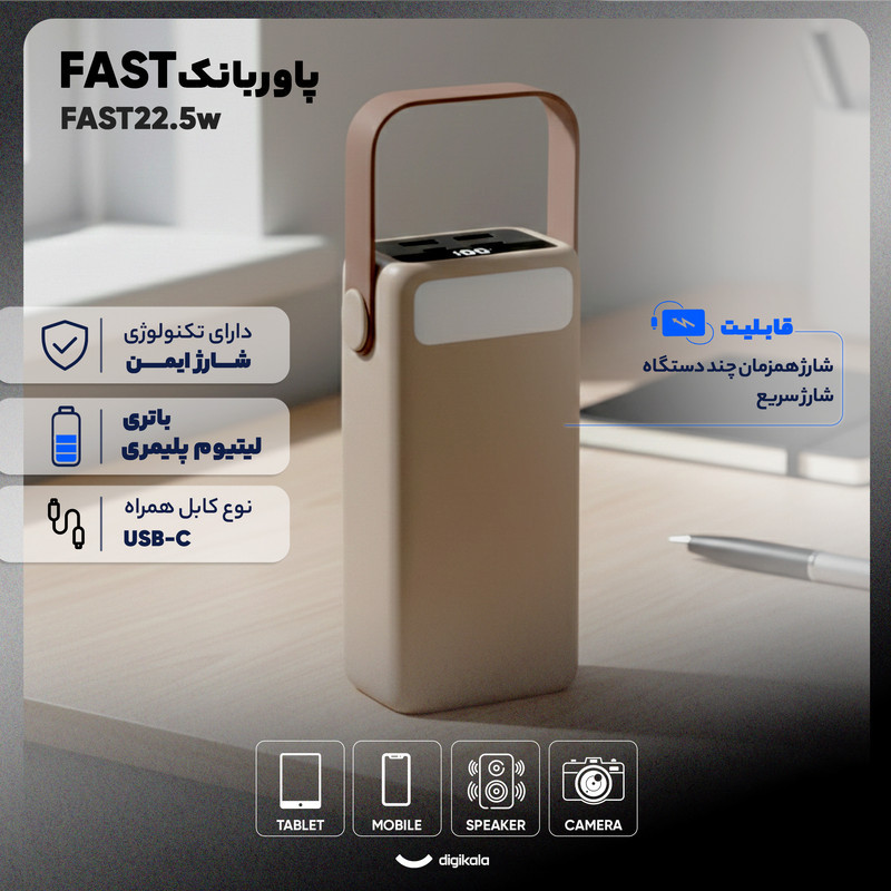 پاوربانک 22.5 وات مدل 002 ظرفیت 40000 میلی آمپر ساعت