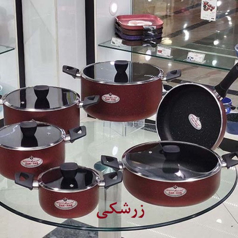 سرویس قابلمه و تابه گرانیتی 11 پارچه زرساب مدل فلورا FL-7900