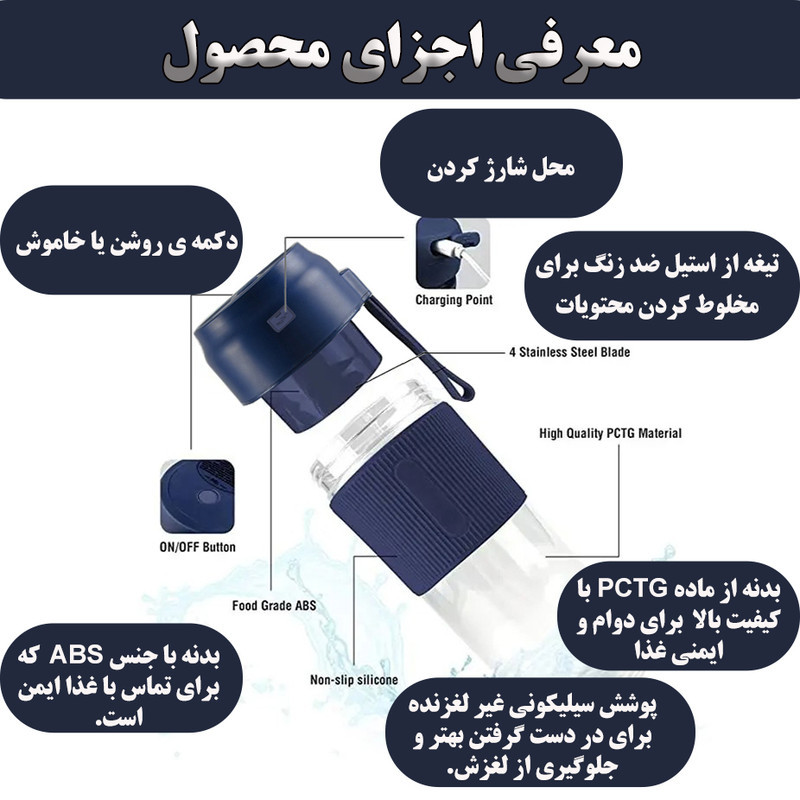 شیکر شارژی مدل BL110 گنجایش 0.3 لیتر