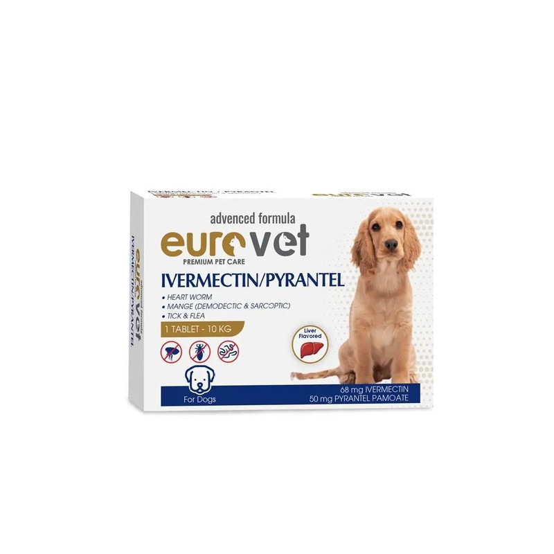 قرص ضدانگل سگ یورو وت مدل Ivermectin بسته ۱۰ عددی