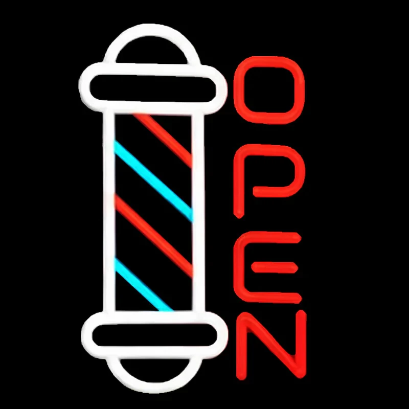 چراغ نئونی طرح Barbershop OPEN کد BA40X25