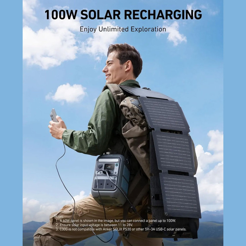 پاور استیشن 300 وات انکر مدل SOLIX C300 A1722 (AC Plug) ظرفیت 90000 میلی‌آمپرساعت معادل 288 وات ساعت