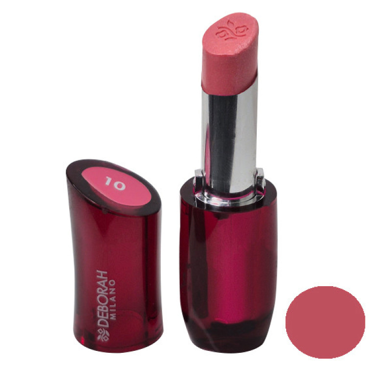 رژ لب جامد براق دبورا مدل Rossetto رنگ صورتی شماره 10