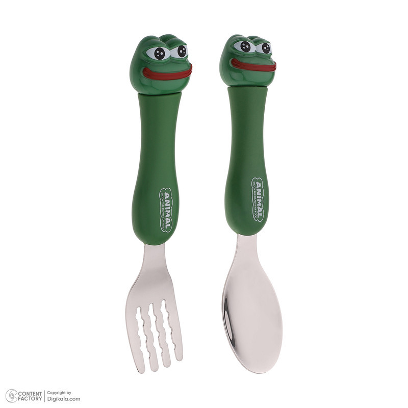 قاشق و چنگال کودک مدل Pepe the Frog بسته 2 عددی