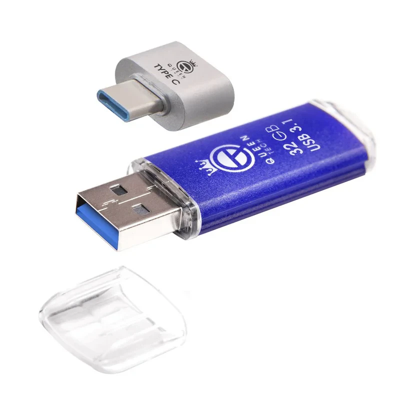 فلش مموری 32 گیگابایت کوئین تک مدل QUICK USB3.1 CPLUS با مبدل USB-C، مقاوم در برابر آب، ضربه، شوک، گرد و غبار، خش و اثر انگشت