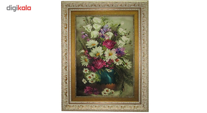 تابلو فرش ماشینی نقش نگار رضوی طرح گل کد 448G