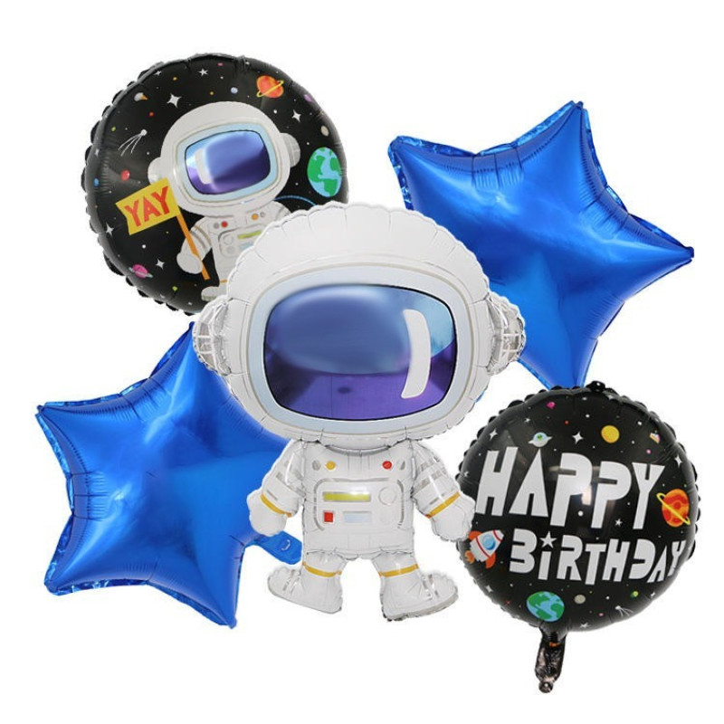بادکنک فویلی مدل تم فضانورد کد astronaut5pcsB3 مجموعه 5 عددی