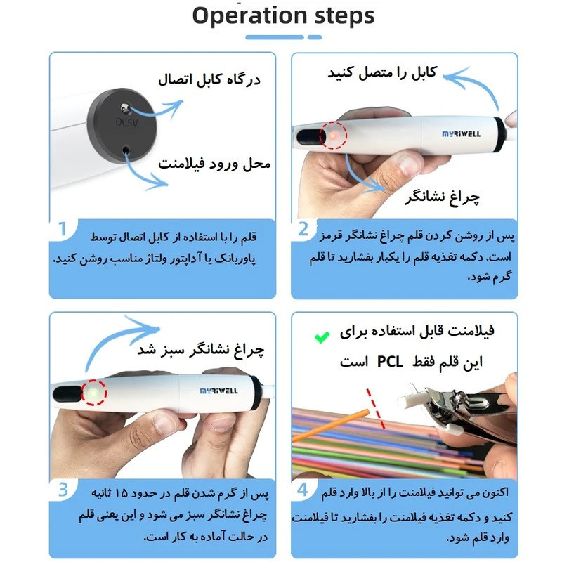 قلم طراحی سه بعدی مای ریول مدل RP-300B به همراه فیلامنت PCL