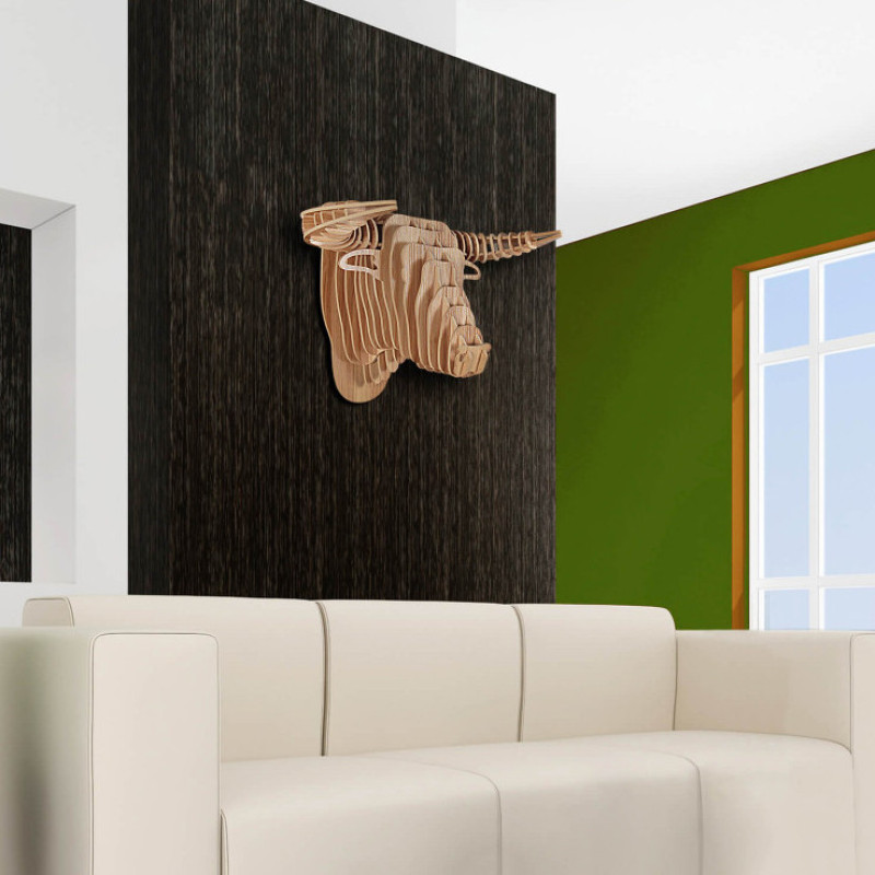 دیوارکوب مدل سردیس چوبی سه بعدی گاو کد T49