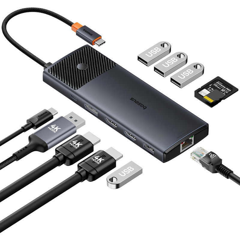 هاب 11 پورت USB-C بیسوس مدل Metal Gleam Series II