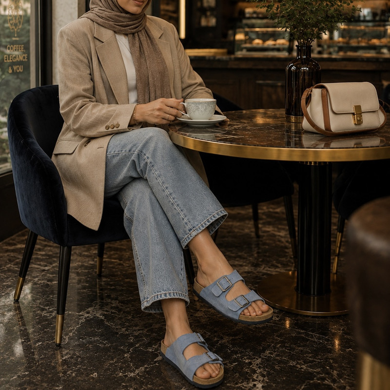 صندل زنانه اسمارا مدل فول چرم طبیعی بیرکن