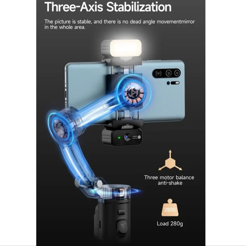 گیمبال و استابیلایزر هوشمند توکی مدل M06 AI 3-Axis به همراه دوربین دنبال کننده و میکروفون و فلش