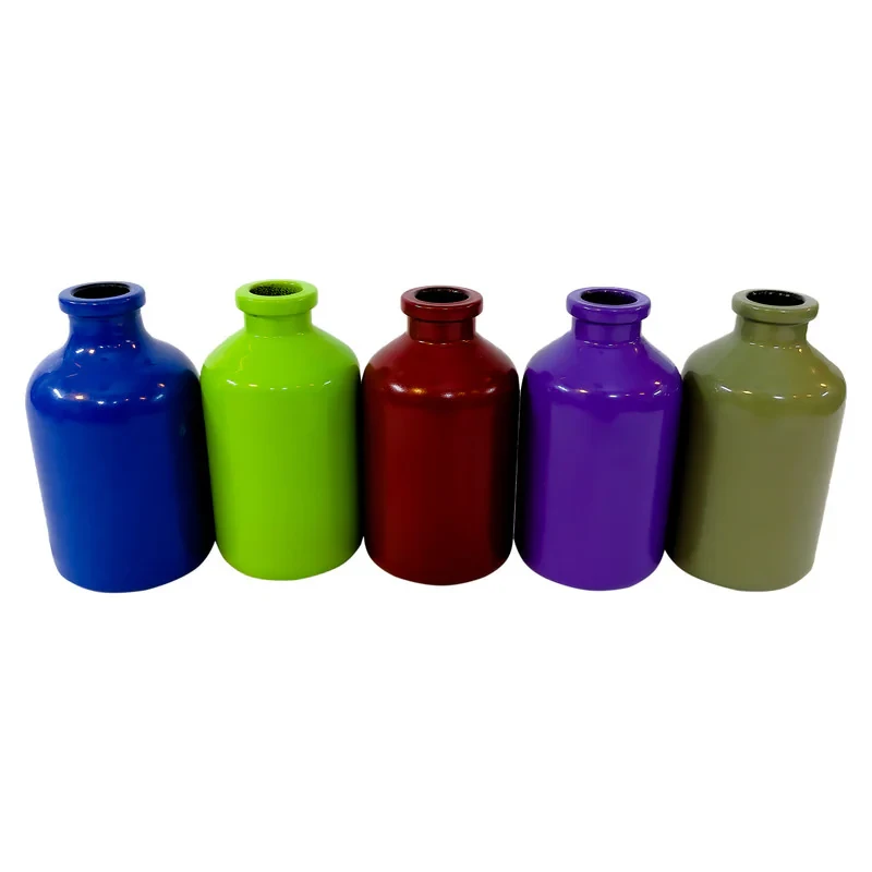 گلدان دکوری شیشه‌ای کد 218، ابعاد 4×4×7.5 سانتی‌متر، وزن 39 گرم، بسته 5 عددی