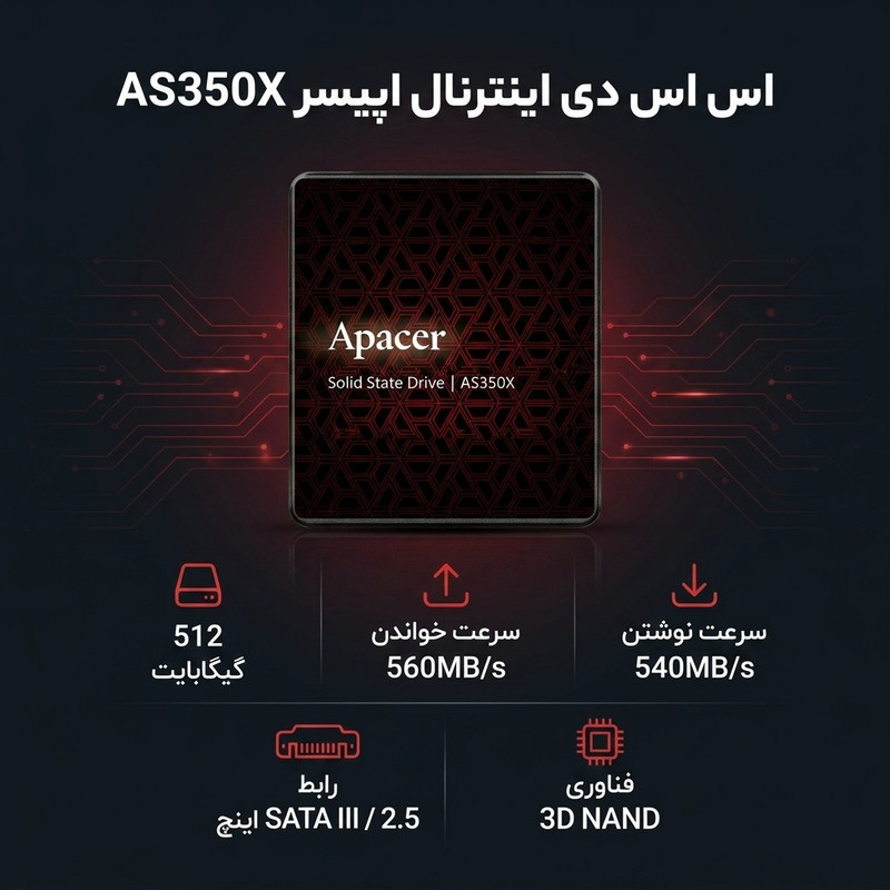 اس اس دی اینترنال SATA III اپیسر مدل AS350X ظرفیت 512 گیگابایت