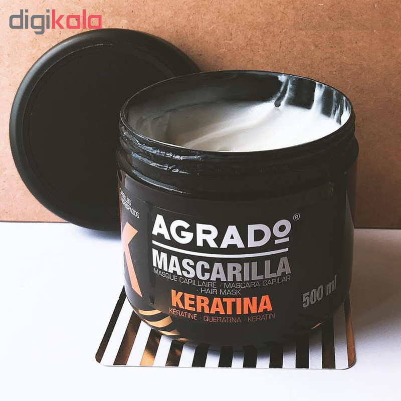 ماسک مو آگرادو مدل Keratina حجم 500 میلی لیتر به همراه شامپو مو مدل Keratin حجم 400 میلی لیتر