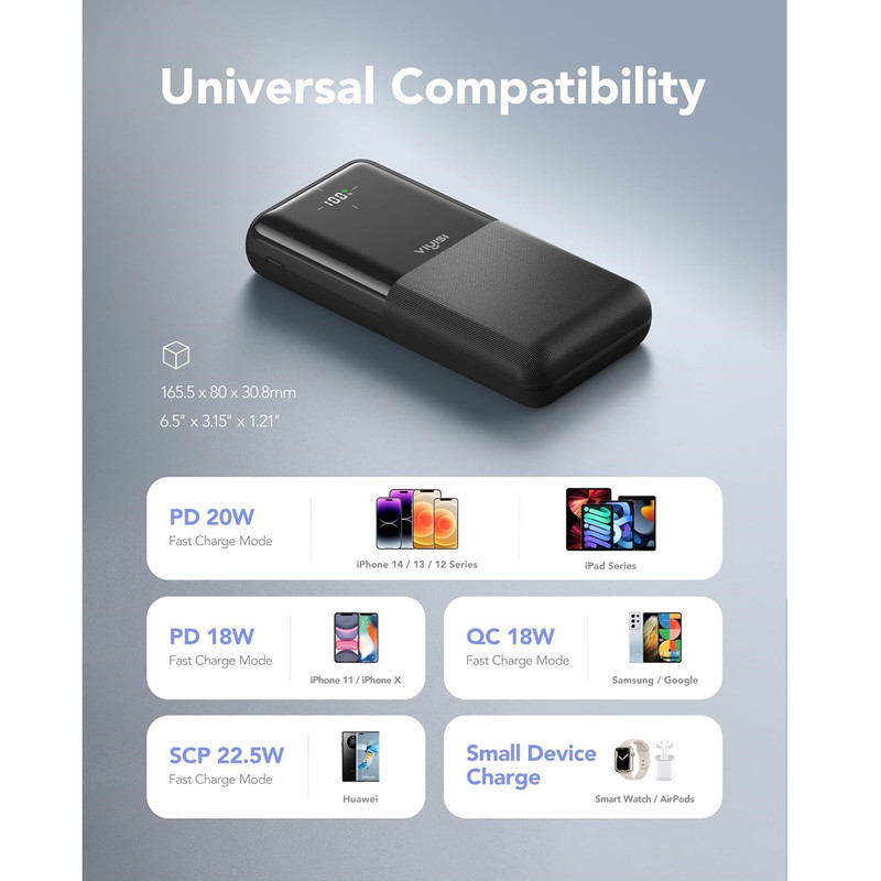 پاوربانک 12 وات وییسی مدل G3015 ظرفیت 30000 میلی‌آمپرساعت به همراه کابل USB-C