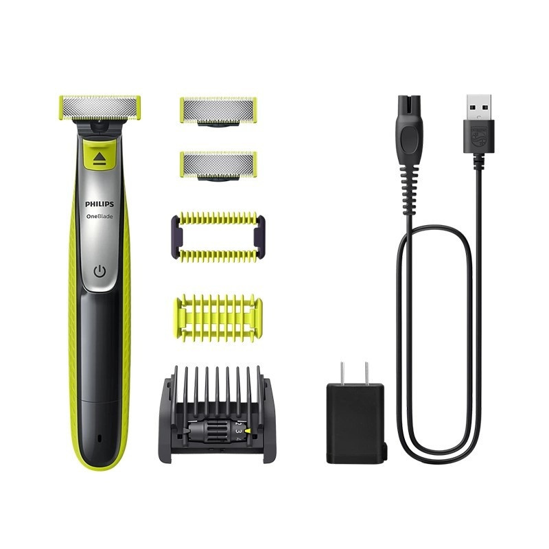 ماشین اصلاح موی صورت و بدن شارژی فیلیپس مدل QP283460 با فناوری OneBlade، ضد آب، تیغه استیل ضد زنگ، خط زن و حجم زن، همراه با 2 تیغه یدک، شارژ 240 دقیقه و زمان استفاده 60 دقیقه