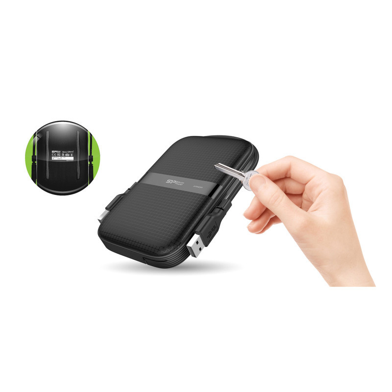 هارد اکسترنال سیلیکون پاور مدل Armor A60 ظرفیت دو ترابایت دارای رابط USB Type-A 3.2