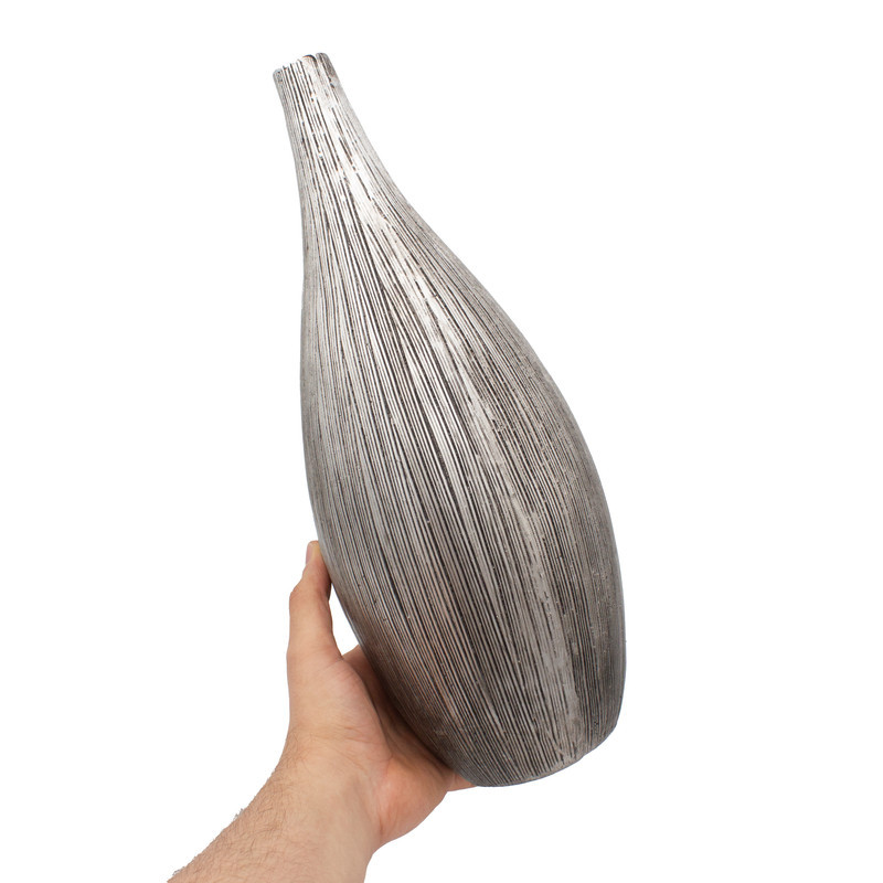 گلدان دکوری پلی‌استر مجموعه 3 عددی با ابعاد 16×16×40 سانتی‌متر و وزن 1000 گرم