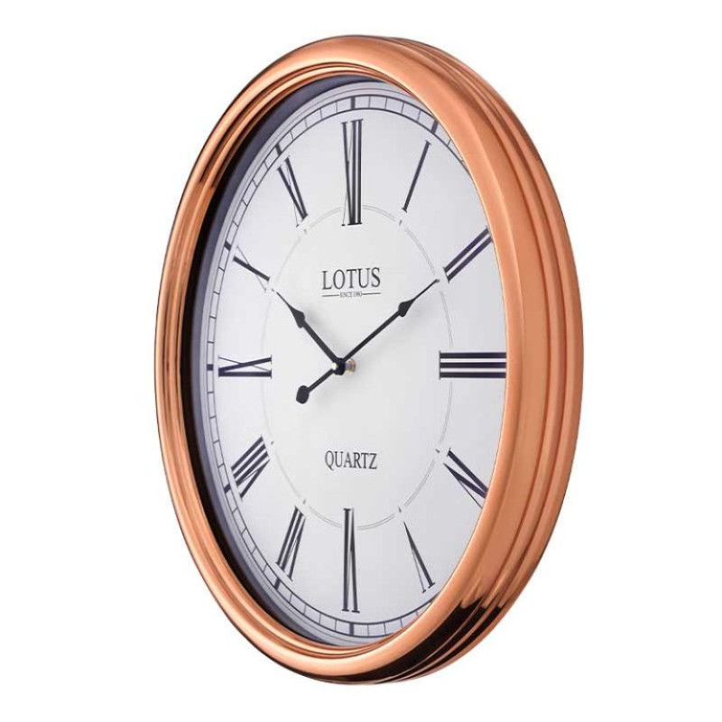 ساعت دیواری عقربه‌ای با نشانگر رومی لوتوس مدل M-1901-WELLINGTON-ROSEGOLD