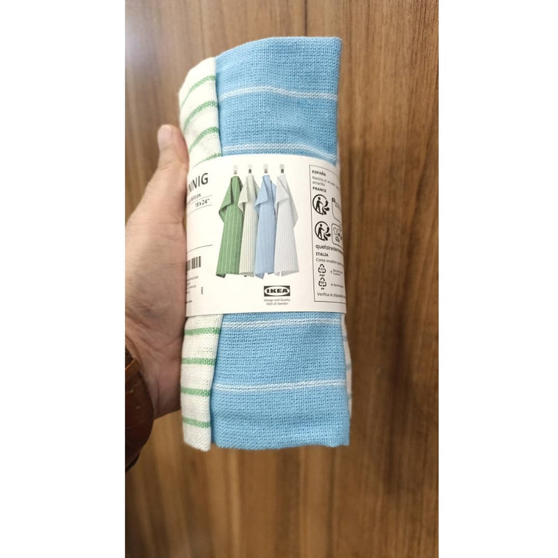 دستمال رطوبت‌گیر خانه و آشپزخانه پنبه‌ ایکیا مدل RINNIG بسته 4 عددی