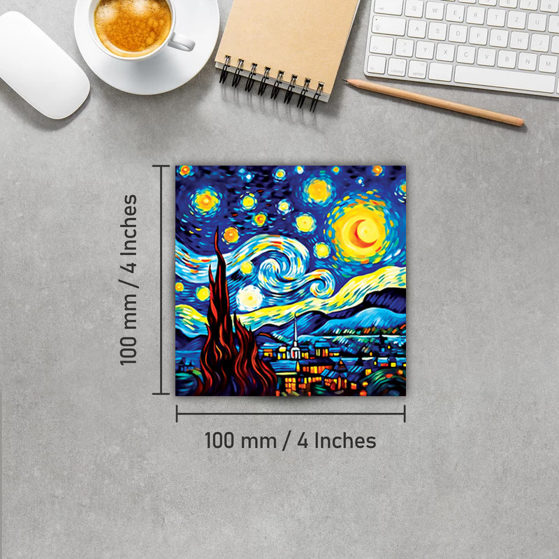 زیر لیوانی مدل رومادون طرح نقاشی شب پر ستاره ونگوگ VanGogh کد 02
