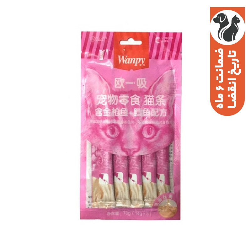 بستنی گربه ونپی مدل سفارش چین با طعم ماهی تن و کاد بسته 5 عددی