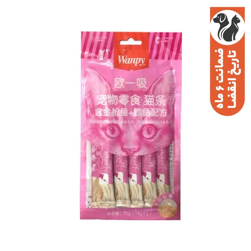 بستنی گربه ونپی مدل سفارش چین با طعم ماهی تن و کاد بسته 5 عددی
