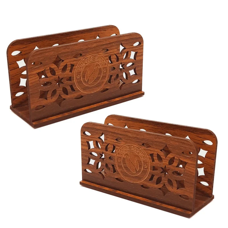 جای دستمال کاغذی تیکما مدل چوبی  کافی تایم کد KIT D4B بسته 2 عددی