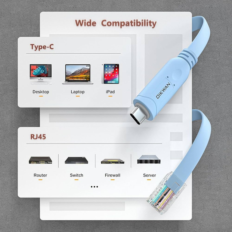 کابل تبدیل کنسول شبکه USB-C به RJ-45 مدل cisco console طول 1.5 متر