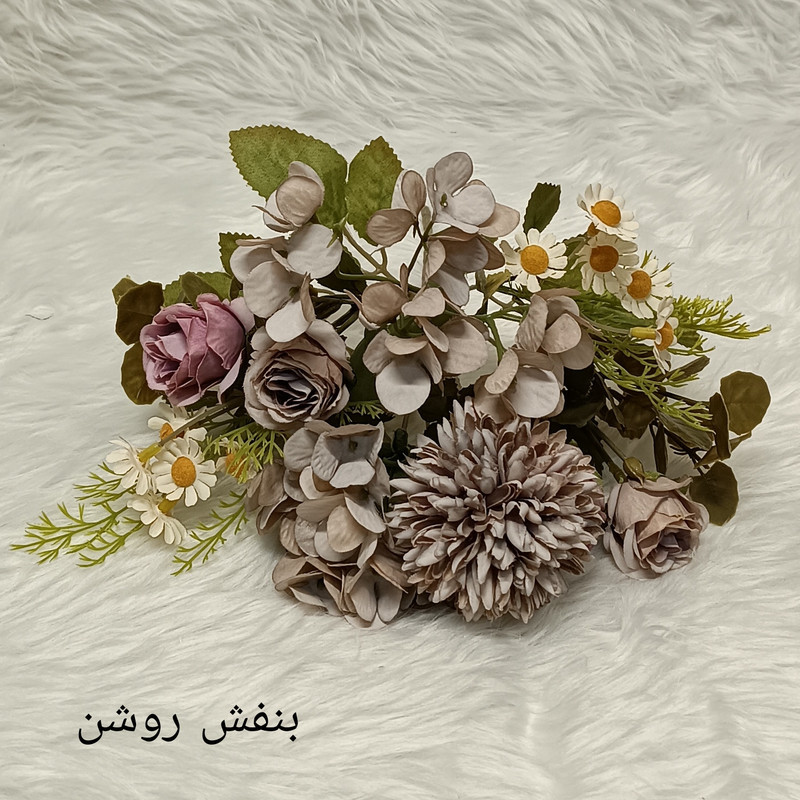 گل مصنوعی مدل بوته رز ارتانزیا مخلوط مینیاتوری