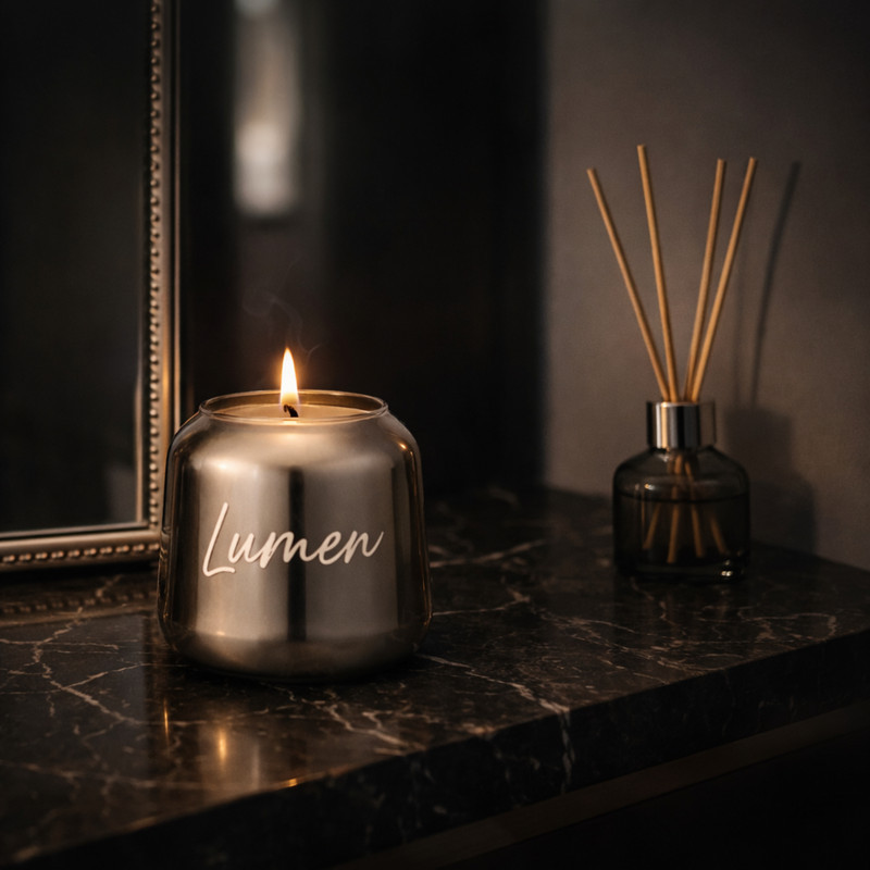 شمع دست‌ساز معطر مدل LUMEN-03 با رایحه گل یاسمن زمان اتمام ۳۰ ساعت