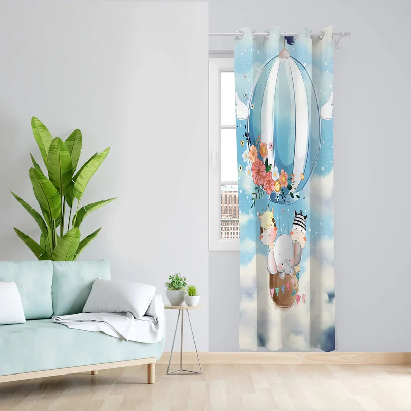پرده مدل اتاق کودک مخمل پانچی طرح بچه فیل کد 4545 سایز 140x280 سانتی متر