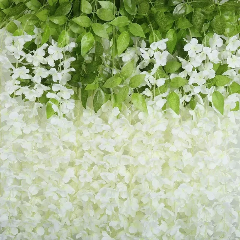 گل مصنوعی آویز شکوفه ویستریا بسته 6 عددی با ارتفاع 100 سانتی‌متر و برگ‌های تزئینی مناسب دکوراسیون داخلی و تزئین فضاهای خانگی و اداری