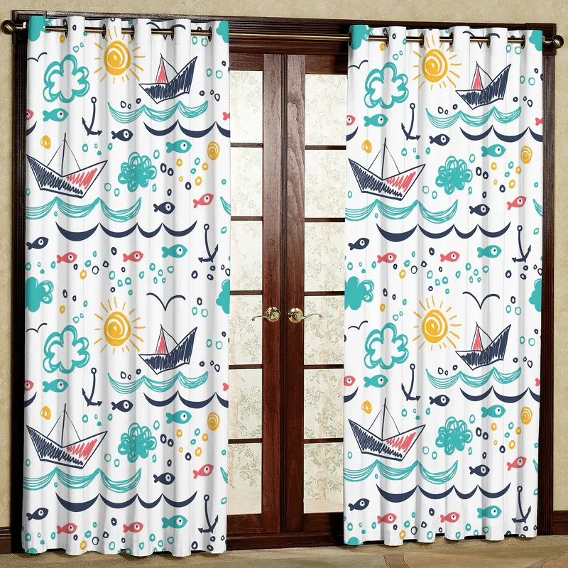 پرده مدل چاپی هازان طرح قایق سایز 280x140 سانتی متر