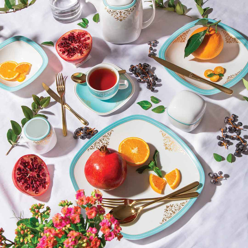 سرویس غذاخوری 98 پارچه والندورفر مدل کواترو آرمیتاژ فیروزه ای A پلاس