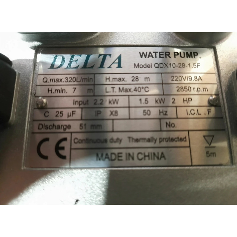 پمپ کف کش 2 اسب بخار دلتا مدل QDX10-28-1.5F
