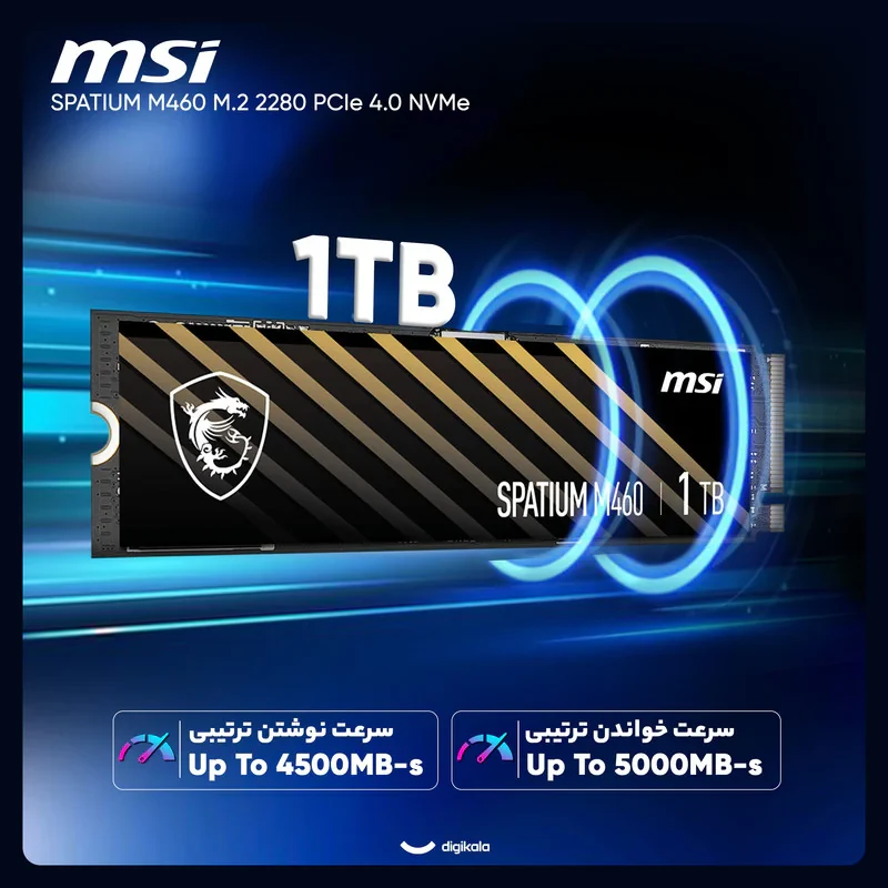 اس اس دی اینترنال PCIe Gen4 x4 ام اس آی مدل SPATIUM M460 ظرفیت 1 ترابایت